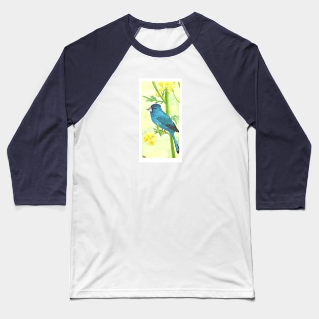 Summer indigo bunting Baseball T-Shirt by Créa'RiBo